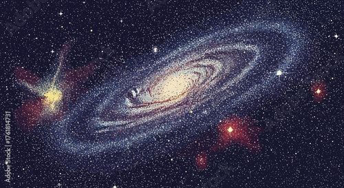 A mesmerizing illustration of a spiral galaxy amidst a star-studded cosmos