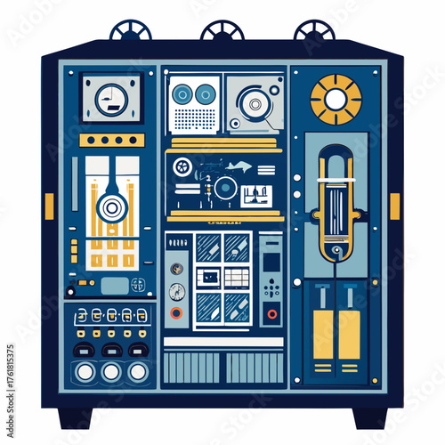 Electrical Control Cabinet Vector Illustration | Industrial Power Distribution and Automation Panel Design