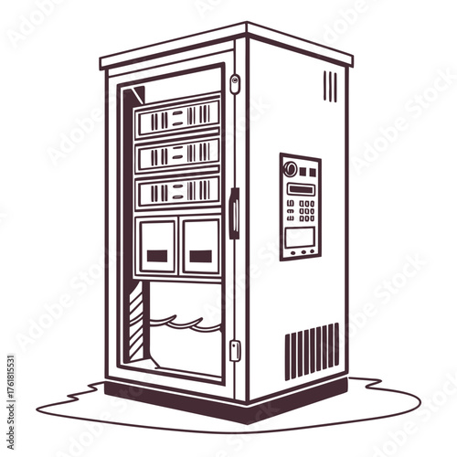 Electrical Control Cabinet Vector Illustration | Industrial Power Distribution and Automation Panel Design