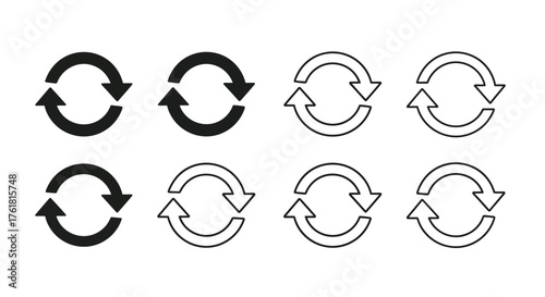 Collection of circular arrow icons showing different styles and directions