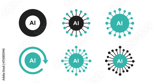 Artificial intelligence concepts visualized as circular forms with radiating elements