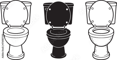 Toilet Designs Silhouette Set Vector Illustration Representing Bathroom Sanitation and Plumbing Concept