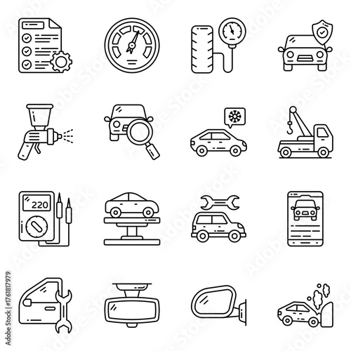 Set of Car Maintenance linear Icons
