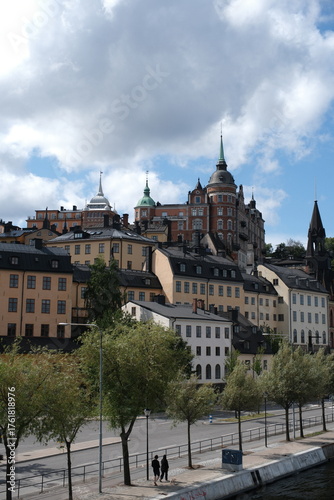 Photography Stockholm Södermalm summer neighborhoods with colorful buildings on mountain