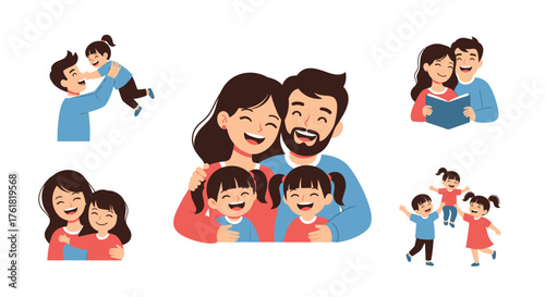 Diverse Family Moments: Parents and Children in Joyful Interactions.