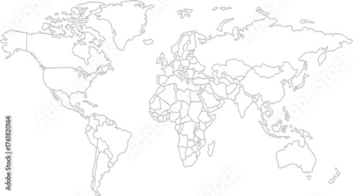 Blank World Map Outline Vector Illustration