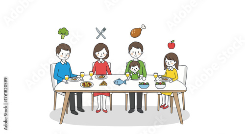 Family Enjoying a Meal Together at a Dining Table.
