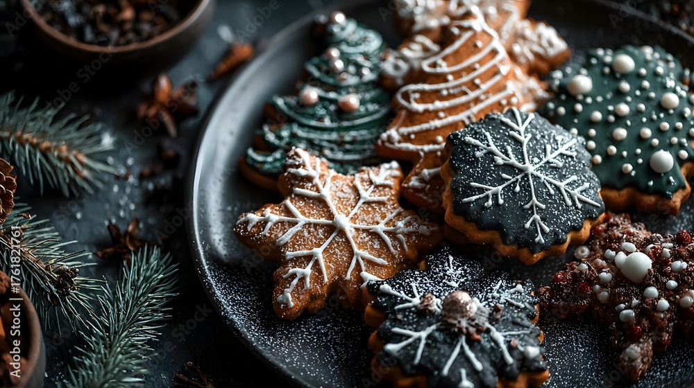 Fototapeta premium assortment of sweet cookie on the plate