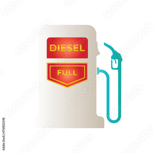 Modern stylized icon of a diesel fuel pump with a bright nozzle, representing the energy industry and transportation