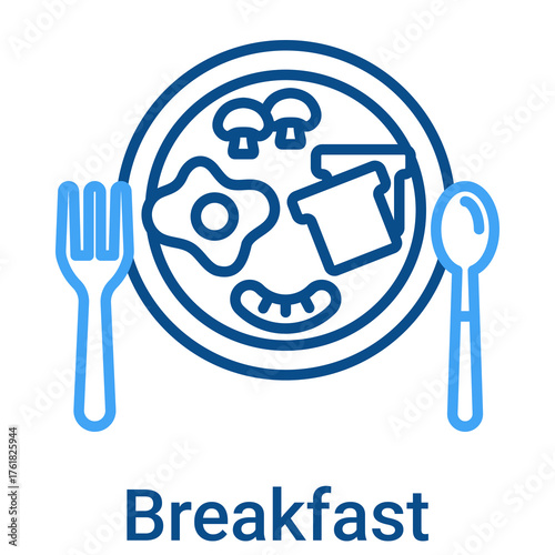 Breakfast Icon in Outline Color Style. Vector Illustration For Graphic Design