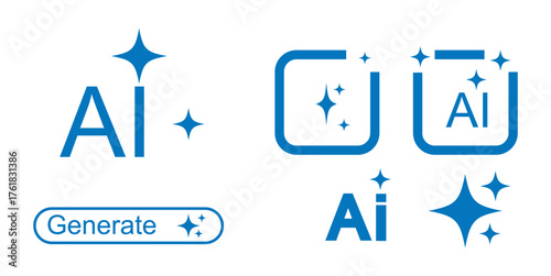 Ai generated icon. AI star icon. Tools for generate from the text. Computer help assistant. Large data processing concept. Icon element design for app and web. Vector illustration.