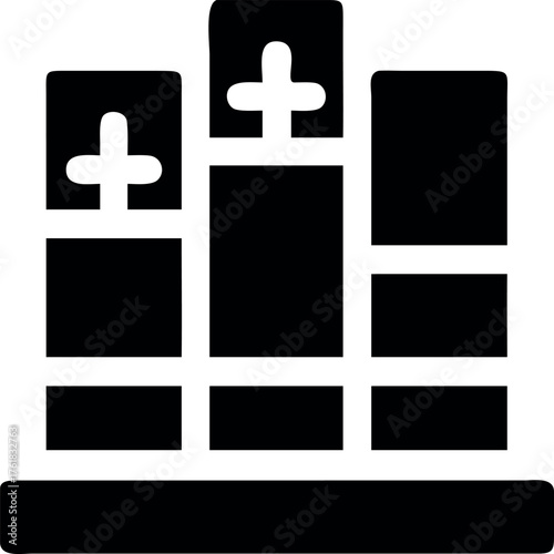 Modern hospital building icon for healthcare medical services and facilities representation