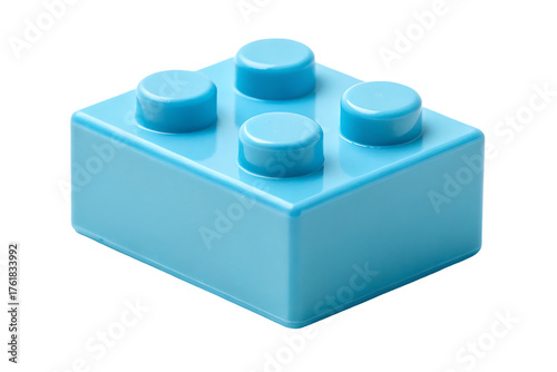 High quality blue 2x2 Plastic Building Block isolated on white background. Educational Toy for Creative Construction Play on white