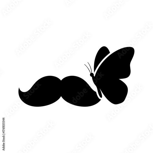 Black mustache with butterfly illustration for No Shave November  