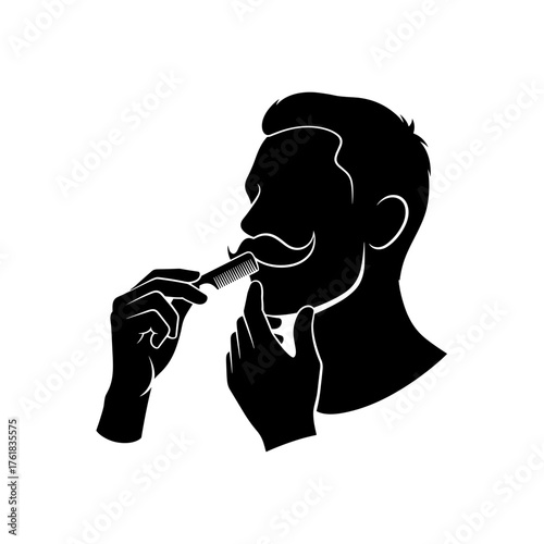 Man grooming mustache with razor while preparing for No Shave November  
