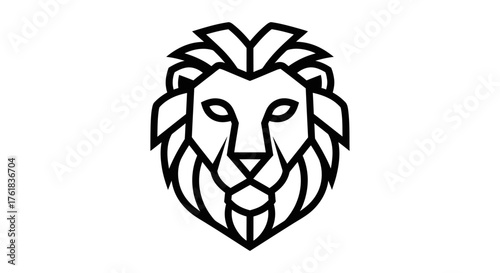 Stylized Geometric Lion Head Outline Logo Design.