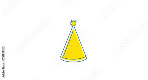 A simple yellow party hat with a sun-like pom-pom on top.