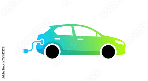 Modern Electric Car Charging with Green and Blue Gradient.