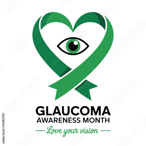 Heart Ribbon Eye Symbol for Glaucoma Awareness Month