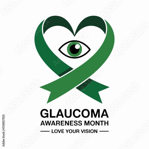 Heart Ribbon Eye Symbol for Glaucoma Awareness Month