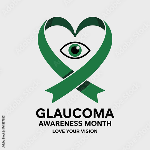 Heart Ribbon Eye Symbol for Glaucoma Awareness Month