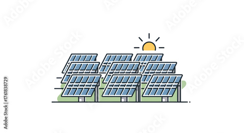 Array of solar panels capturing sunlight for clean energy generation.