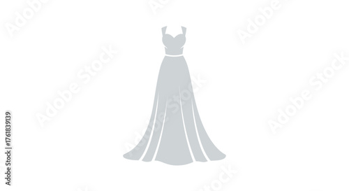 Elegant Light Gray Floor-Length Gown with Train.