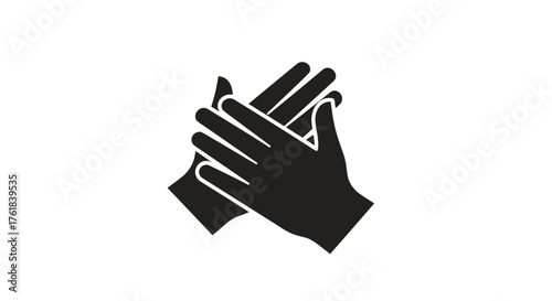 Silhouette of Two Hands Clapping Together in Applause.