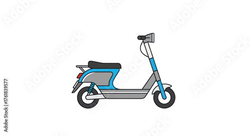Modern Electric Scooter with Blue and Silver Accents.