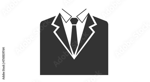 Formal Business Suit with Crisp White Shirt and Tie Icon.