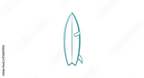 Minimalist Outline of a Surfboard with Fins.