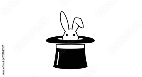 Rabbit in a Top Hat: Magic Show Icon.