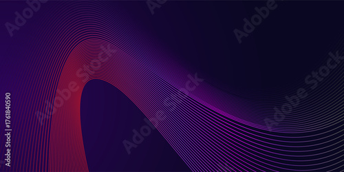 Dot blue purple wave line light gradient dark background. Abstract  technology big data digital background. 3d rendering.