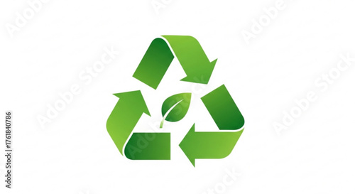 Green recycle sign with leaf, symbolizing environmental protection and sustainable practices for a greener future