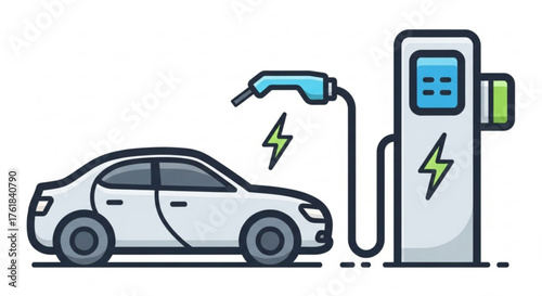 Electric vehicle charging station ecofriendly transportation, sustainable energy, and green technology