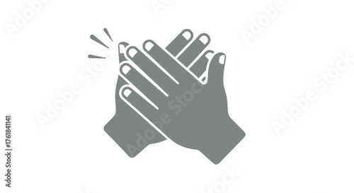 Two Gray Hands Clapping Together in a Gesture of Applause.