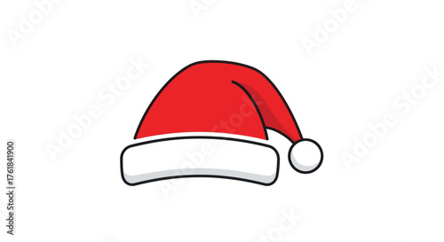 Classic Red Santa Hat with White Pom-Pom and Brim.