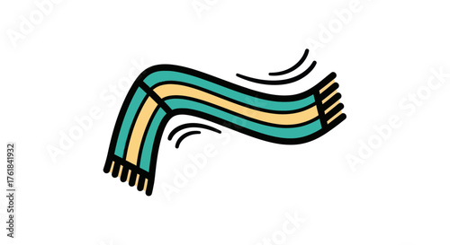 Striped Scarf Illustration: Wavy Teal and Yellow Winter Accessory.
