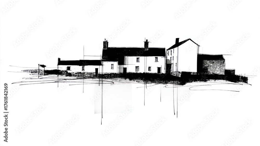 Obraz premium Sketchy rural buildings