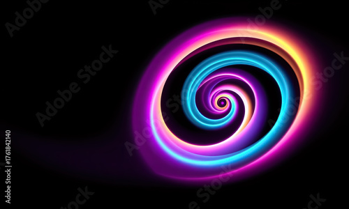 Vibrant neon spiral with mesmerizing colors technology science and modern design projects now