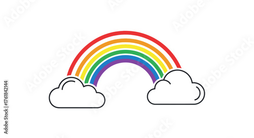 Vibrant rainbow arching over fluffy white clouds a symbol of hope and beauty.