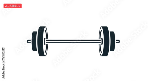 Simple Black and White Barbell Illustration for Fitness and Strength Training.