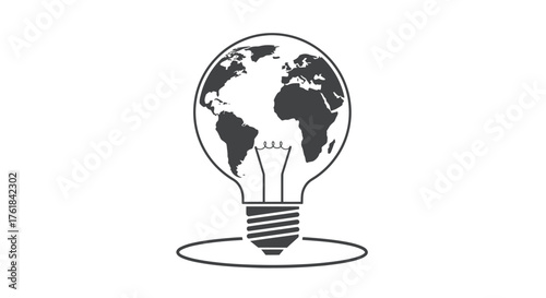 Stylized globe within a lightbulb symbolizing global ideas and innovation.