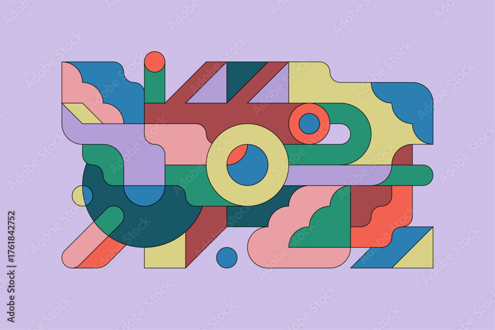 Obraz premium Colorful modular abstract composition in geometric flat design