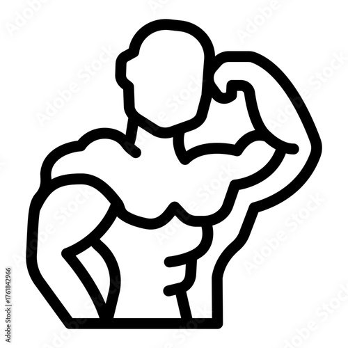 Muscular body of athlete man line icon, body building concept. Vector graphics. Bodybuilder man muscles sign on white background, style icon mobile or web design.