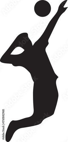 Volleyball Player Spiking Silhouette