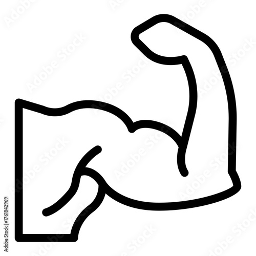 Muscular man arm line icon, body builder concept. Vector graphics. Arm muscles of bodybuilder athlete sign on white background, style icon mobile or web design.