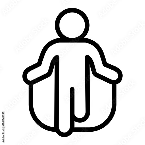 Athlete man with jump rope line icon, body building concept. Vector graphics. Sportsman exercise and training sign on white background, style icon mobile or web design.