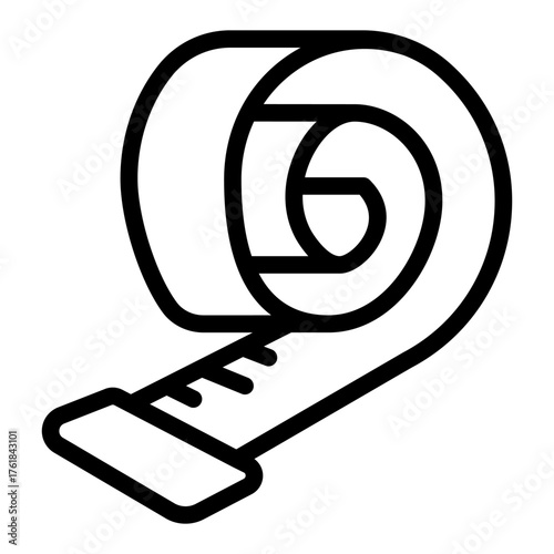 Ruler tape for waist measurement line icon, body building concept. Vector graphics. Tape meter for measure figure width sign on white background, style icon mobile or web design.