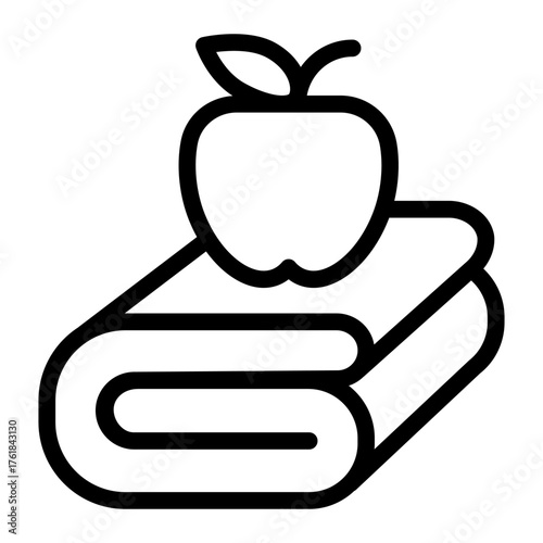 Clean towel and apple line icon, body building concept. Vector graphics. Apple fruit with fresh towel, sport training sign on white background, style icon mobile or web design.